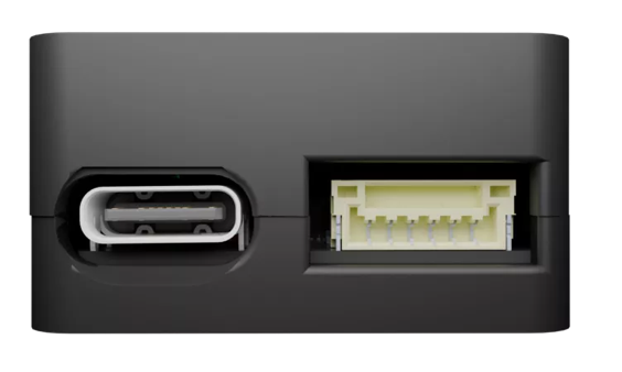 The side of the Remote ID Pro with the USB-C port and the MAVLink port next to it