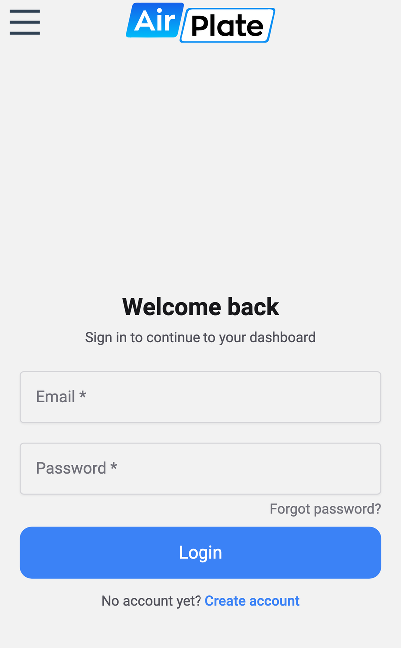 The login page